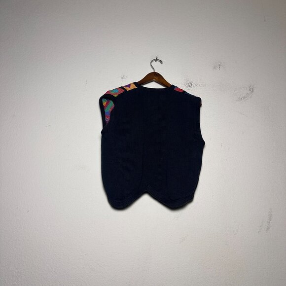 BS Collection Handmade Sweater Vest Women M Tapestry Abstract Pima Cotton Peru - Picture 4 of 11